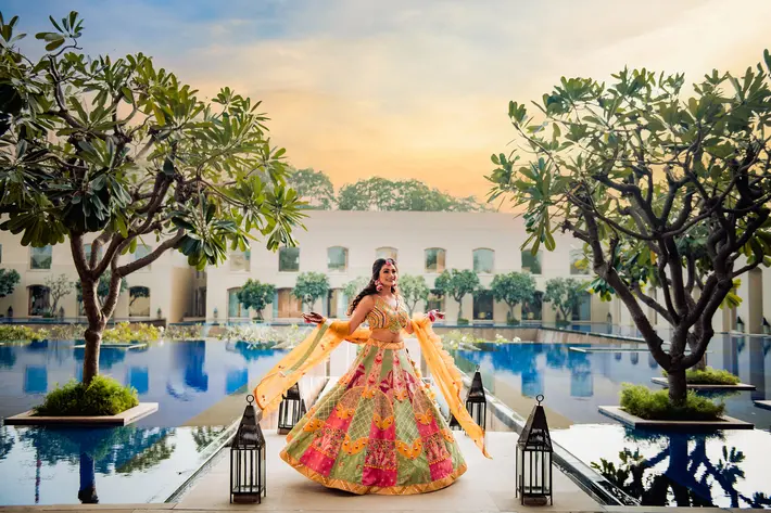 Bride portrait in exotic elegant garden setting Twogether Studios