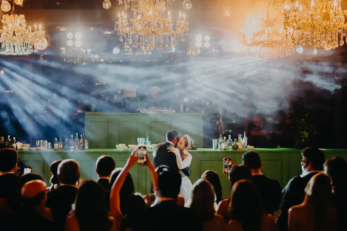 First dance under chandeliers Photographed by Manuel Aldana Photographers, Guatemala wedding photographers