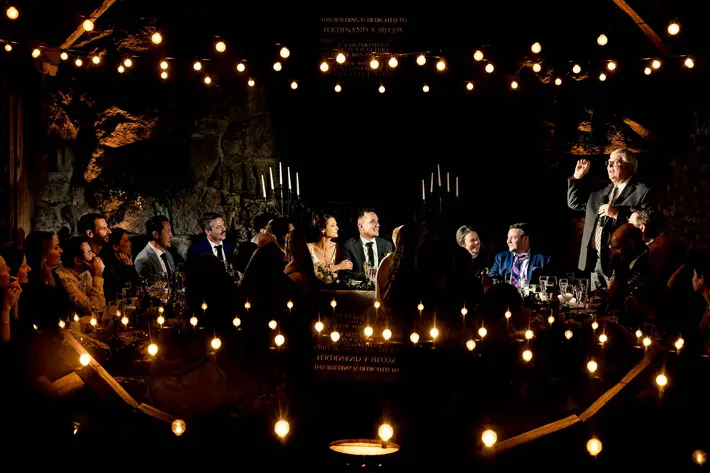 Father toasting the couple, documentary wedding photography by Jos and Tree Portland wedding photographers