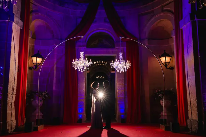 Dramatic wedding portrait at Villa Bologna, Malta, photographed by Franklin Balzan Photography
